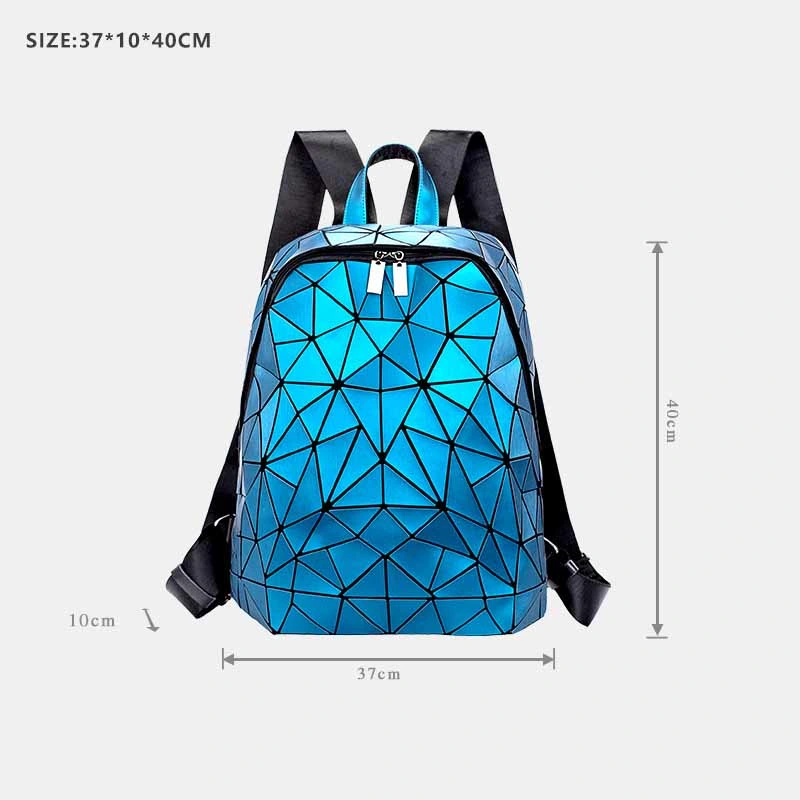 Geometric Rhombus PU Leather Outdoor Waterproof Backpack