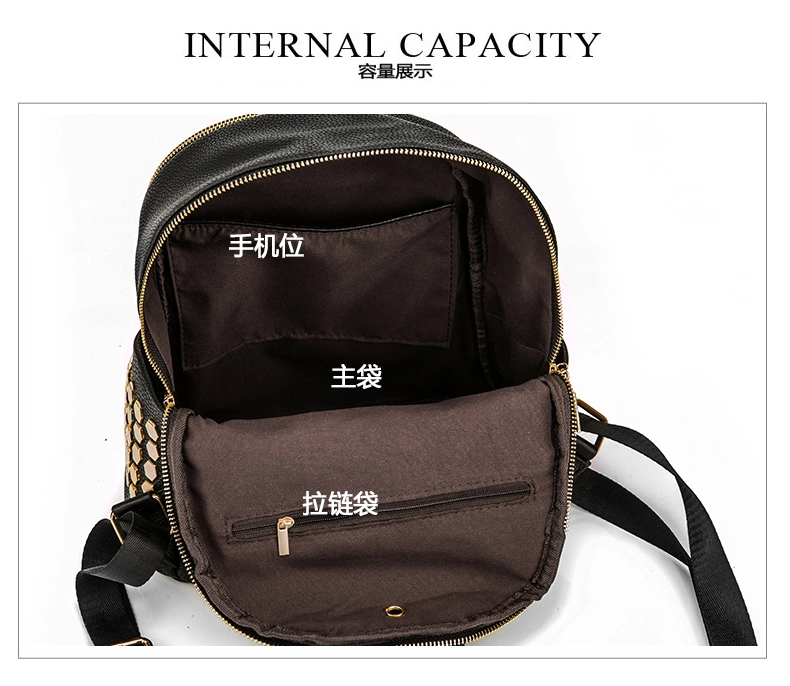 BSCI Bag Wholesaler Manufacturer, RPET PU Vegan Leather Daypack Leisure Double Shoulder Backpack with Girls Pattern