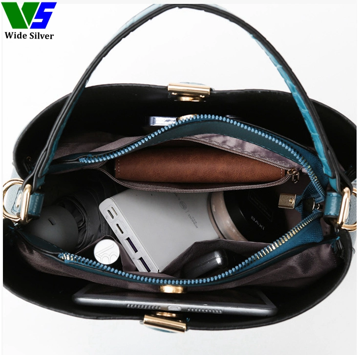Wide Silver Cartera De Mujer Bag Mujer Women′s Bucket Shoulder Bags