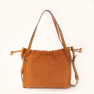 Venta al por mayor Moda Casual Mujer Cordón Cubo Bolso Faux Suede Mujeres Bolsos