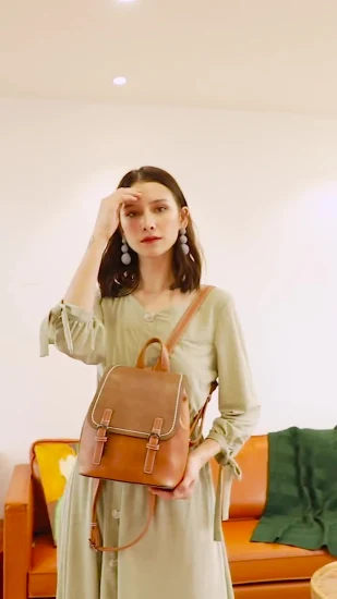 Guangzhou bolsos de hombro de cuero genuino diseñador Retro señoras bolsos mujeres mochila