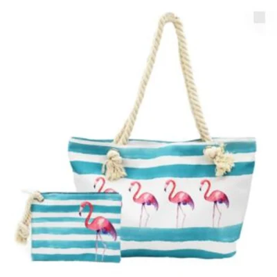 Bolso de mano para mujer, conjunto de bolsos de playa de cuerda informal, bolsos de un solo hombro para mujer