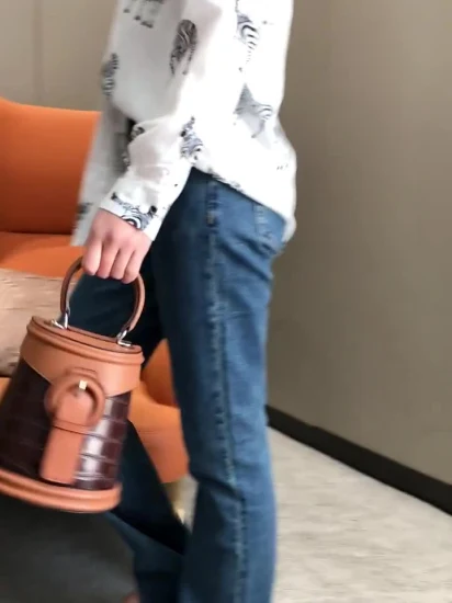 Réplica de diseñador de estilo simple Lady Real Leather Bucket Bag